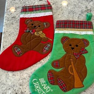 Dakin Vintage 1980s Beary Christmas Stocking pair